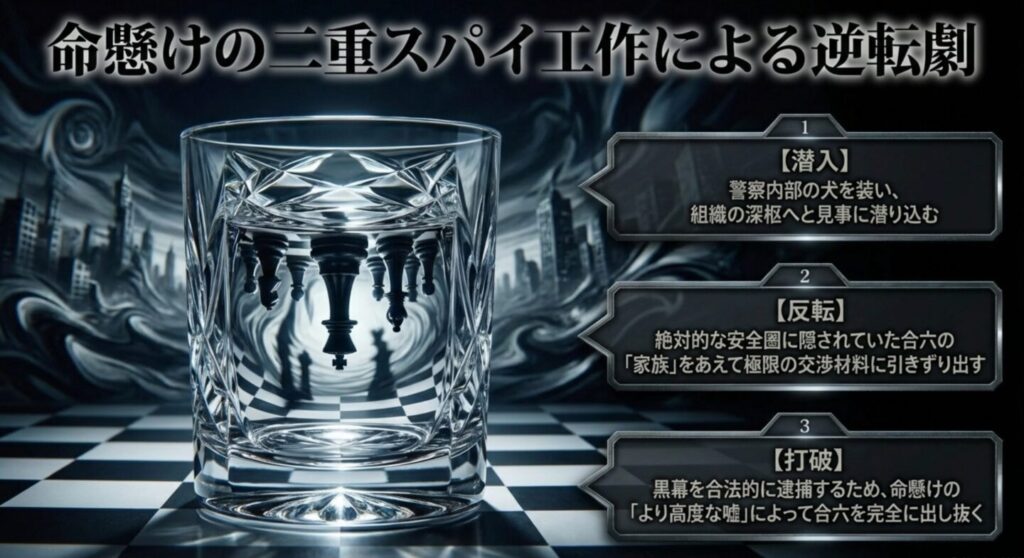 真北正親による警察内部への潜入から極限の交渉までの二重スパイ工作の逆転劇
