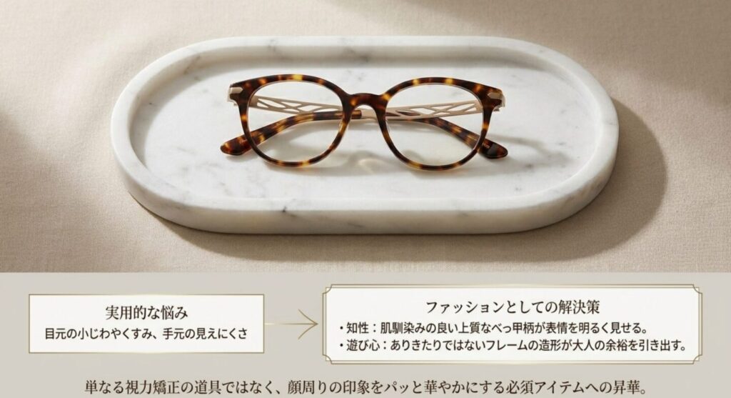 50代女性の悩みを解決するファッションとしてのメガネ選び
