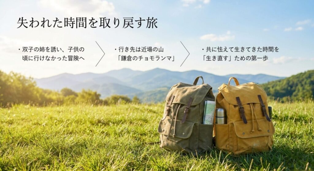 双子の姉と鎌倉のチョモランマへ冒険に出かける失われた時間を取り戻す旅