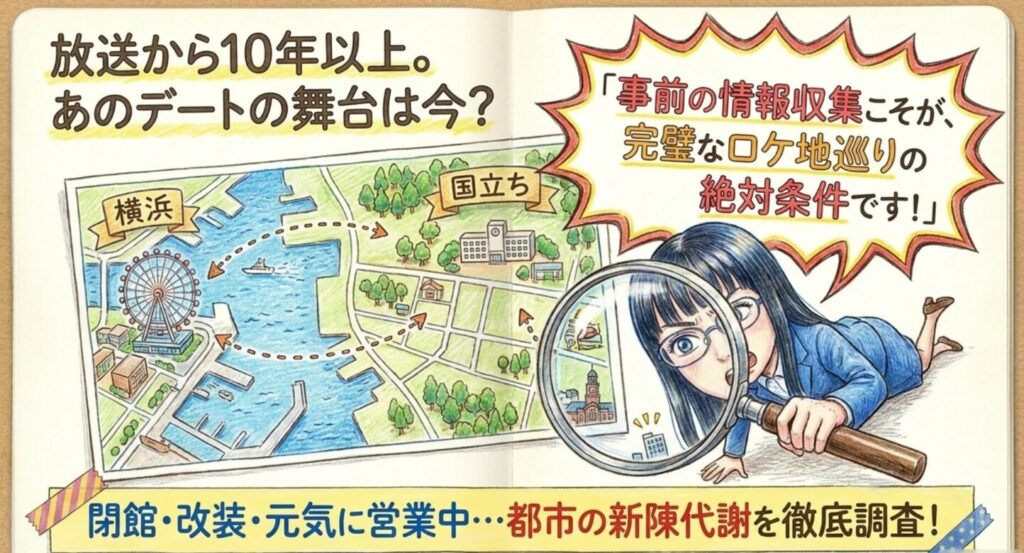 放送から10年以上経過した横浜と国立のロケ地マップ
