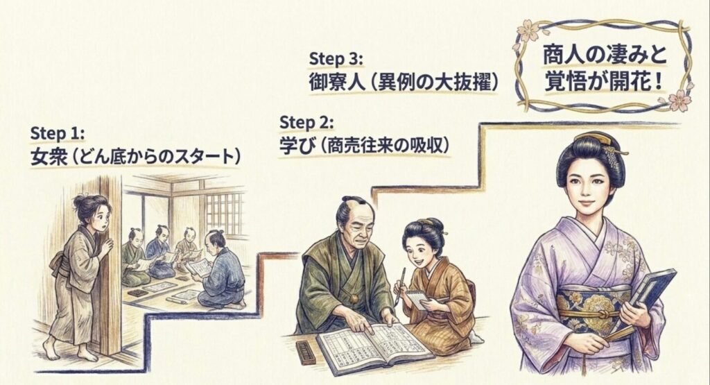 女衆から御寮人へと成長する幸の3ステップ