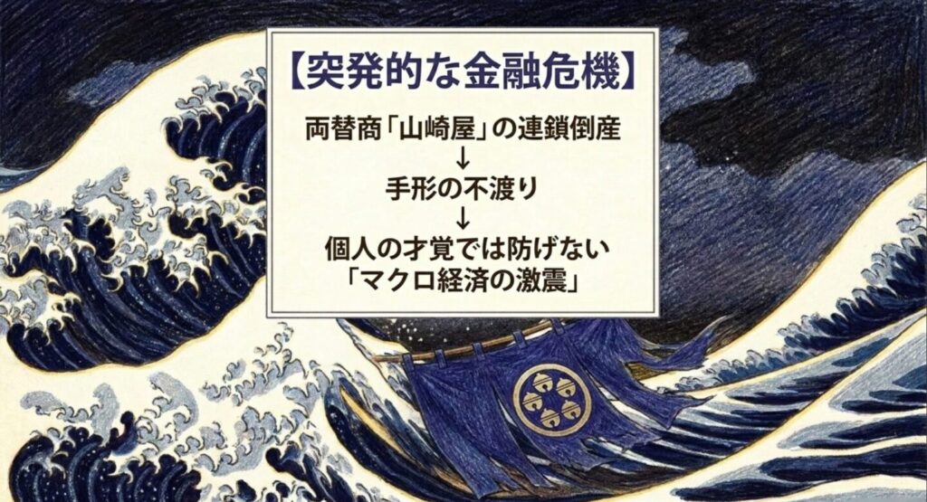 両替商山崎屋の連鎖倒産による突発的な金融危機
