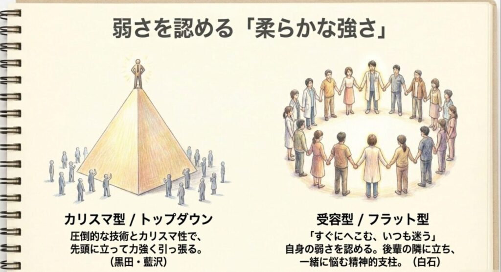 カリスマ型とは違う、自身の弱さを認める白石恵の柔らかな強さを持つ受容型リーダー像