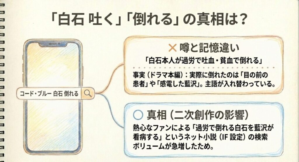 白石恵が吐く・倒れるといった噂の記憶違いと二次創作の真相