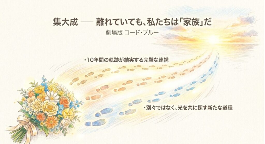 劇場版コード・ブルーの集大成を示すスライド画像