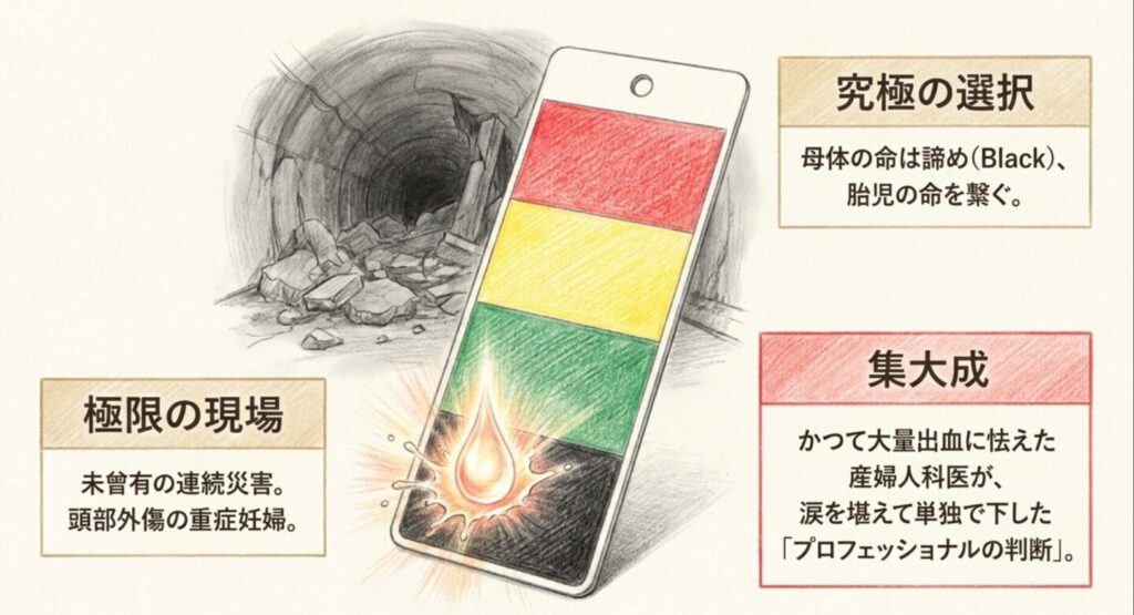 劇場版の大規模災害現場で母体を諦め胎児の命を繋ぐ究極のトリアージ