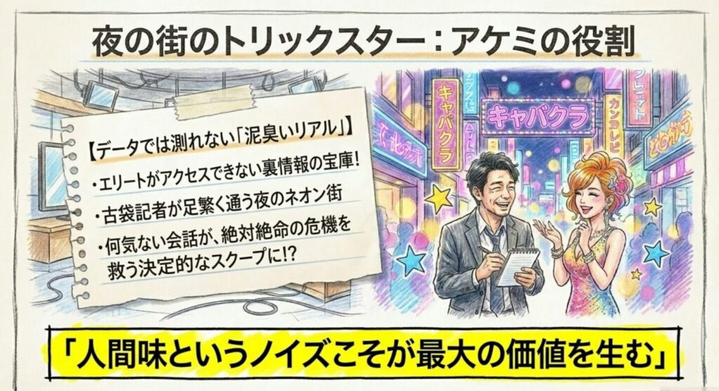 夜の街の情報を握るアケミの役割