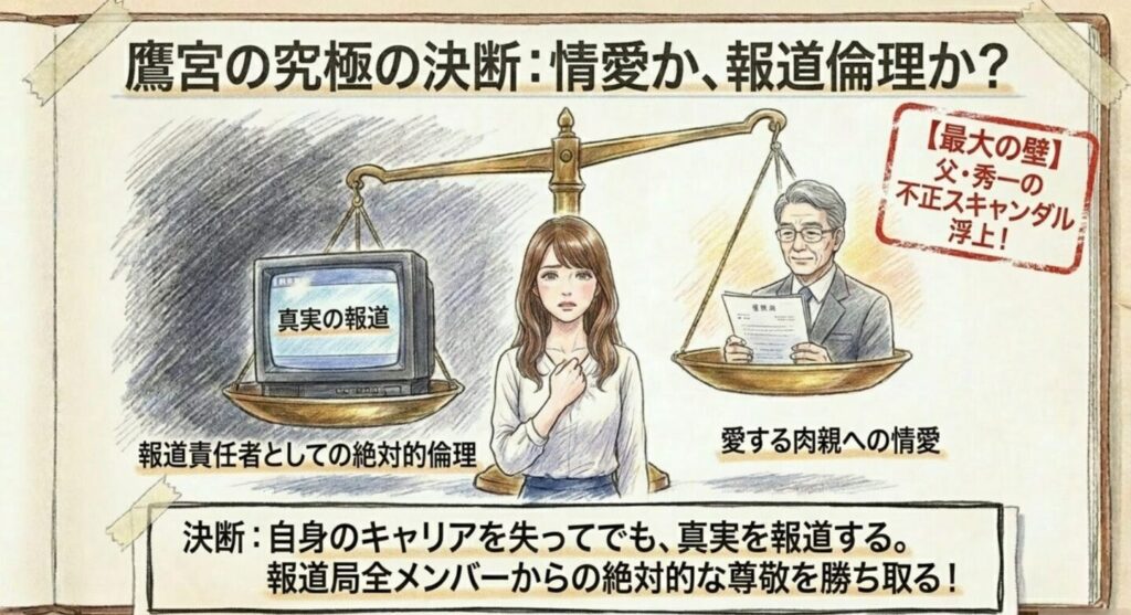 父親の不正スキャンダルに直面する鷹宮真の葛藤