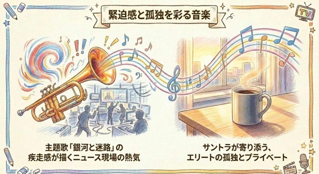 ニュース現場の熱気を描く主題歌とエリートの孤独に寄り添うサントラ
