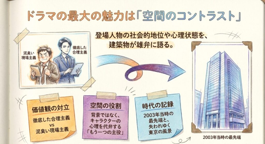 ドラマの最大の魅力は空間のコントラスト