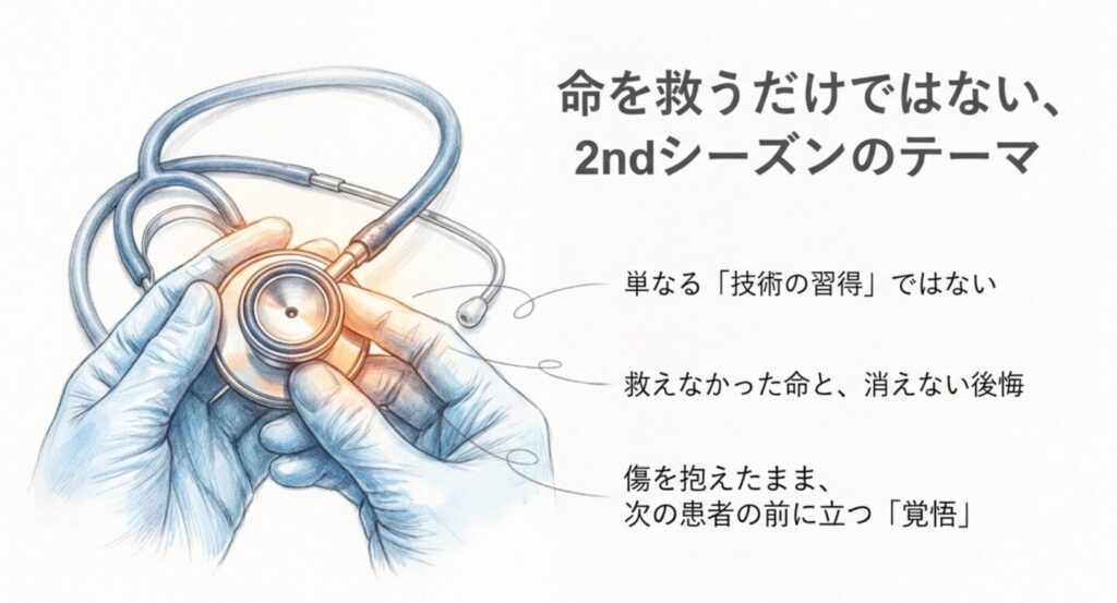 命を救う技術だけでなく後悔を抱えて進む覚悟を示したコード・ブルー2ndのテーマ図