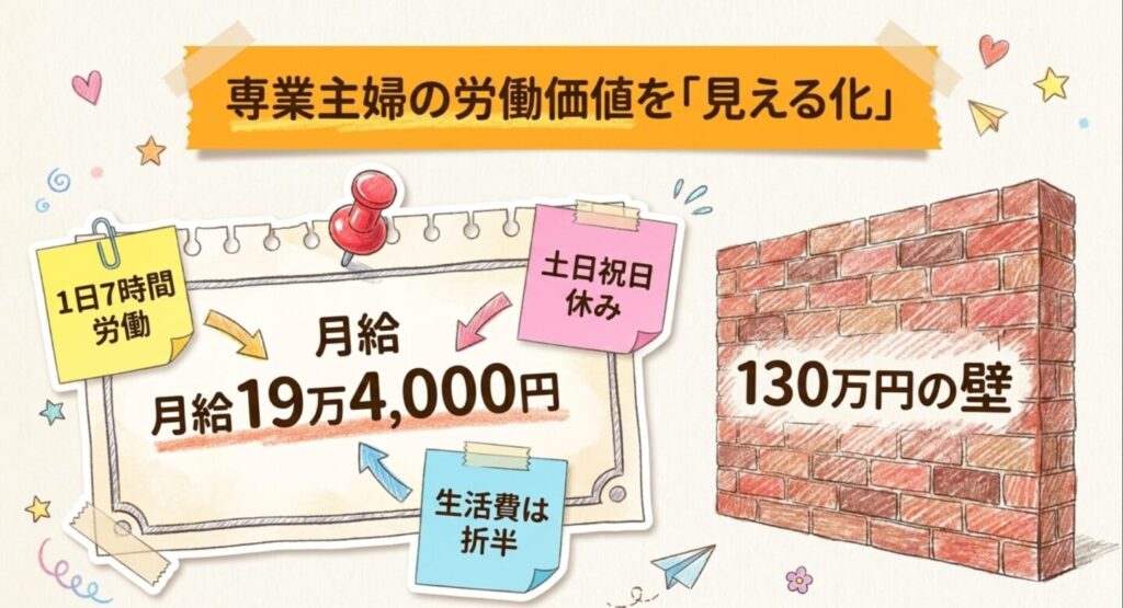 専業主婦の労働価値と月給19万4000円の見える化