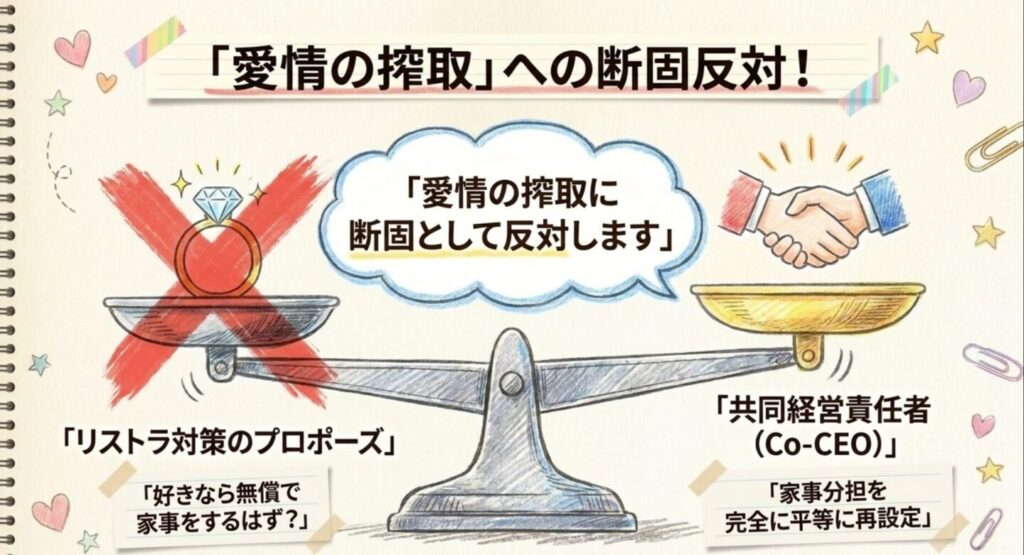愛情の搾取への断固反対と共同経営責任者の提案