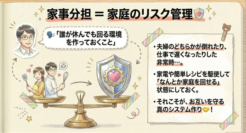 家事分担は家庭のリスク管理 誰が休んでも回る環境作り