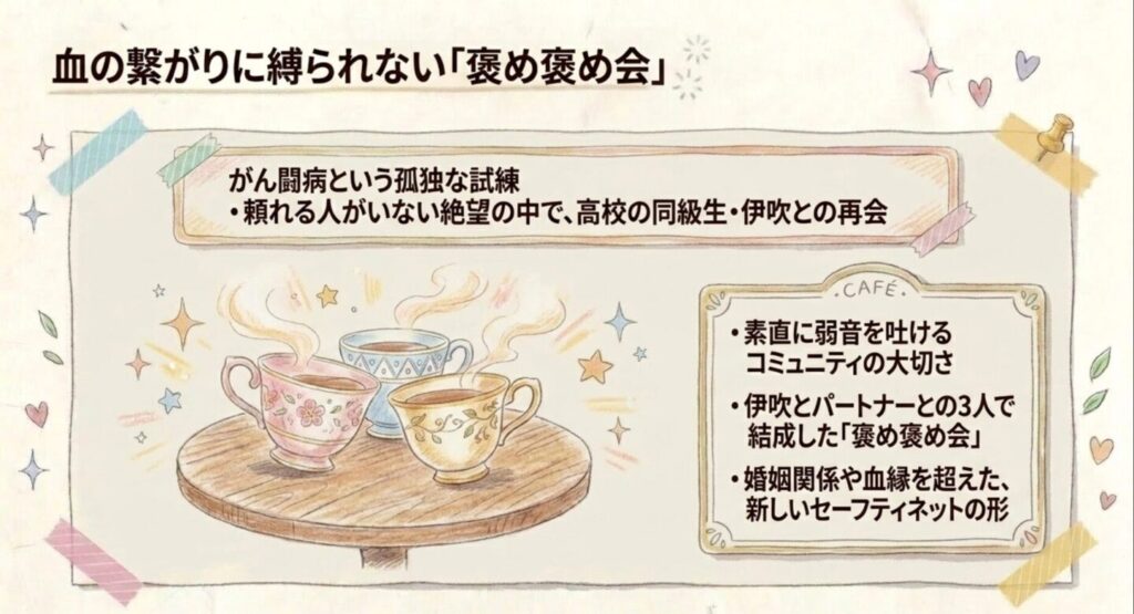 がん闘病を支えた同級生と血の繋がりに縛られない褒め褒め会
