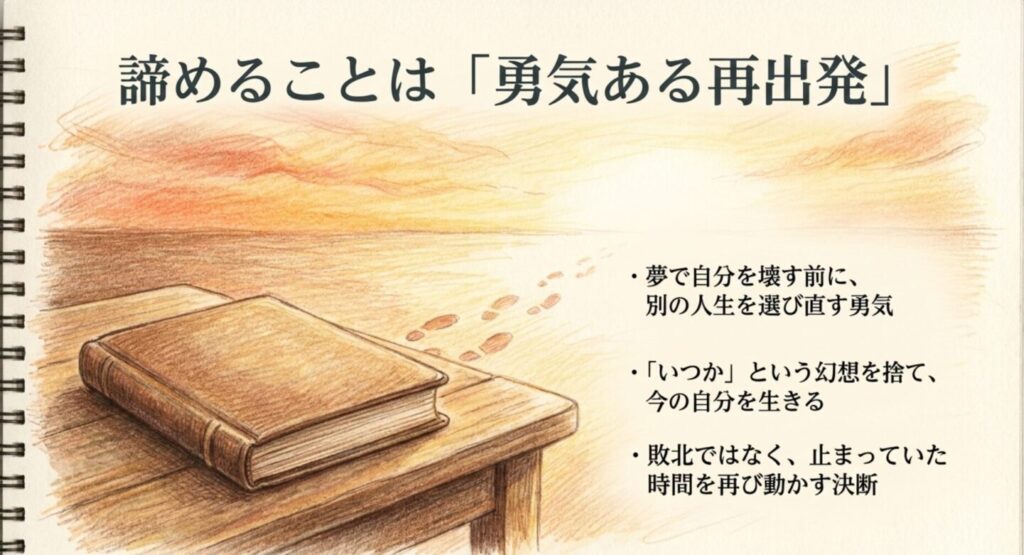 夢で自分を壊す前に別の人生を選び直した沼田渡の決断をまとめたスライド
