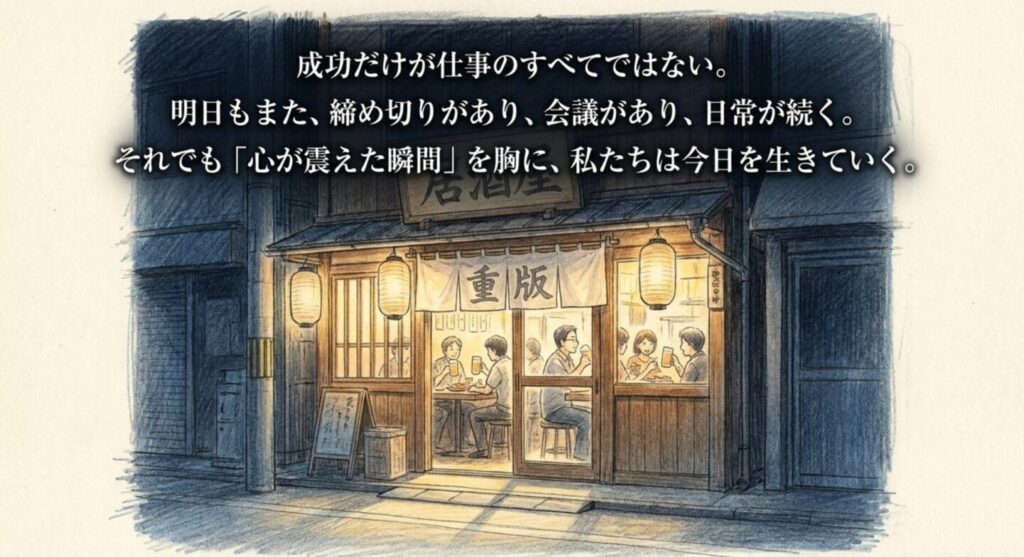小料理屋重版を背景に心が震えた瞬間を胸に今日を生きていくという最終回のメッセージ