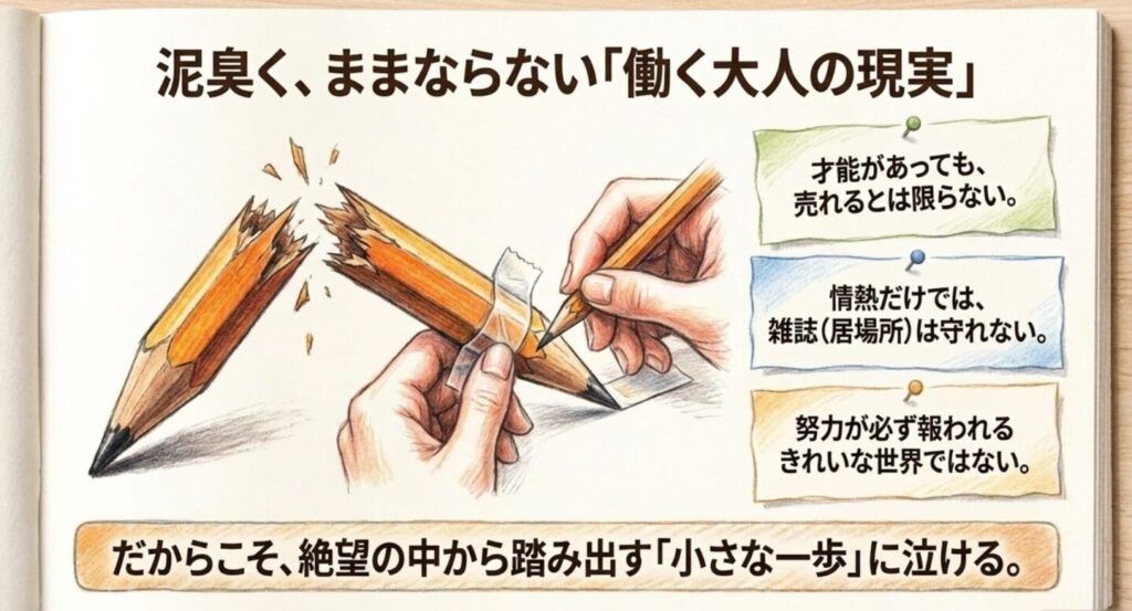 才能、情熱、努力だけでは報われない働く大人の現実を描いた図