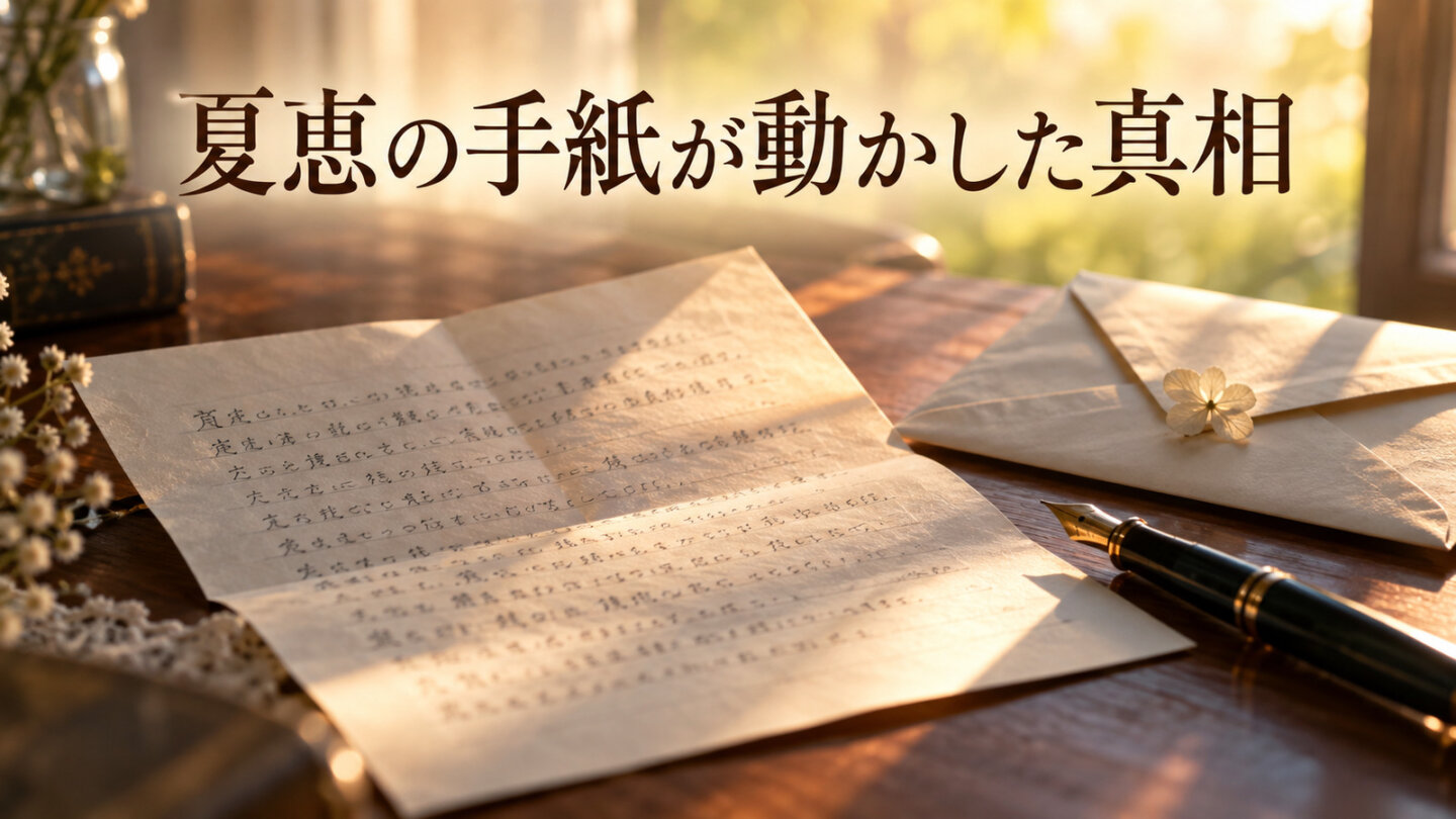 夏恵の手紙がさざなみ放火事件の真相を動かす場面を表したイメージ