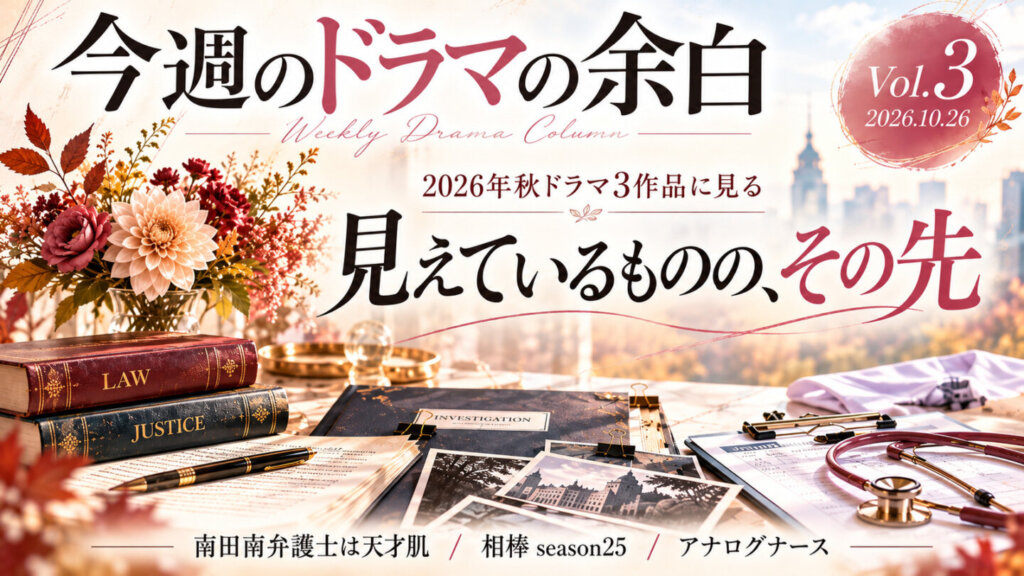 今週のドラマの余白 Vol.3|2026年秋ドラマ3作品に見る「見えているものの、その先」
