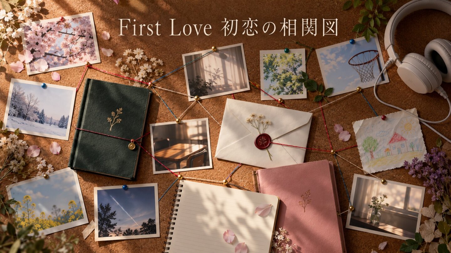 First Love 初恋の主要人物と関係を記憶の断片で表したイメージ
