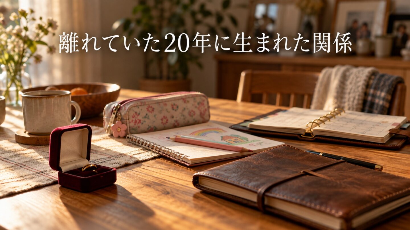 也英と晴道が離れていた20年に生まれた家族や生活の関係を表したイメージ