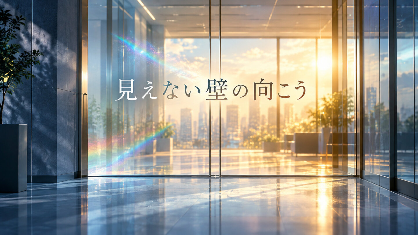 ガラス扉の向こうに光が広がる、南を取り巻く偏見と可能性のイメージ